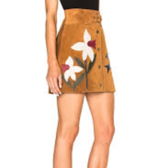 RED Valentino Brown Mini Skirt with Floral Appliqué - Picture 5 of 8